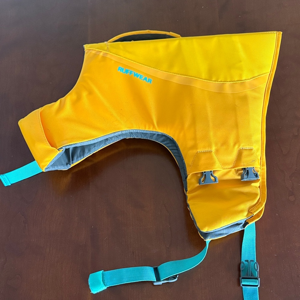 Ruffwear Bright Yellow Dog Float Vest with Teal Accents Medium